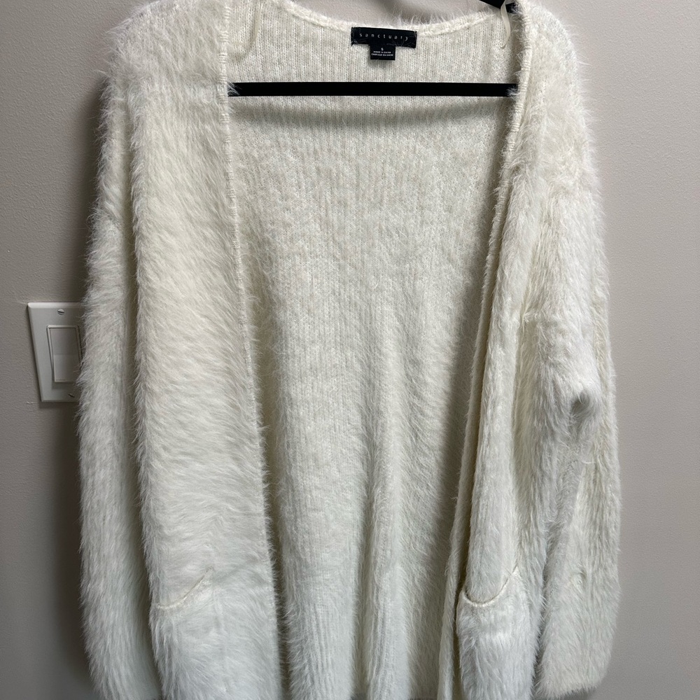 Sanctuary White Fuzzy Sweater